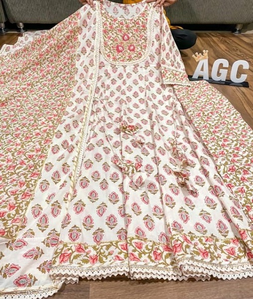 Premium cotton anarkali kurti with beautiful print detailed with